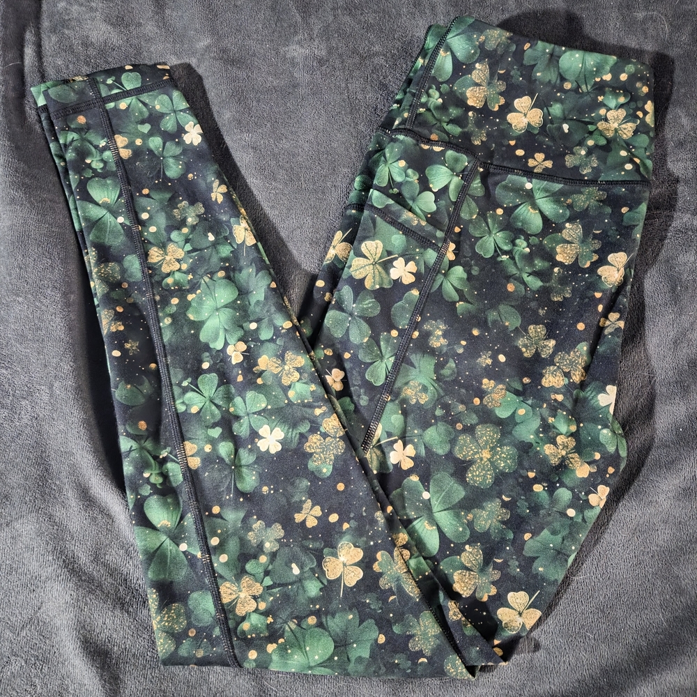 Constantly Varied Gear Green and Gold Shamrock Full Length Leggings